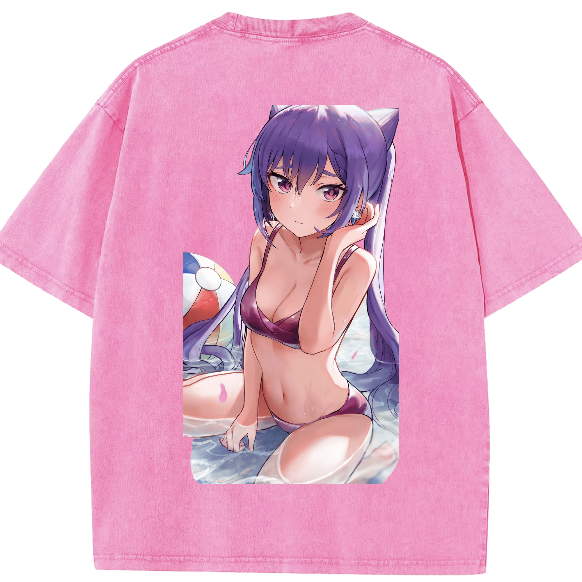 げんし神 刻晴 こくせい genshin Kokusei 綿100% ヴィンテージ風 半袖Tシャツ（背面プリント）